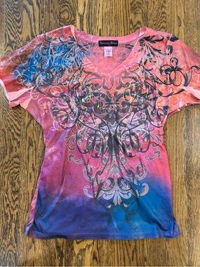 True vintage Y2K era Appropriate Behavior graphic fitted top